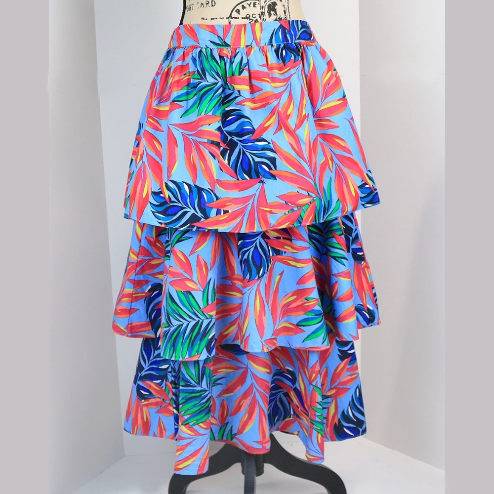 Tabitha Brown X Target Women Size Small Tropical Tiered Midi Skirt Pull On - Picture 5 of 12
